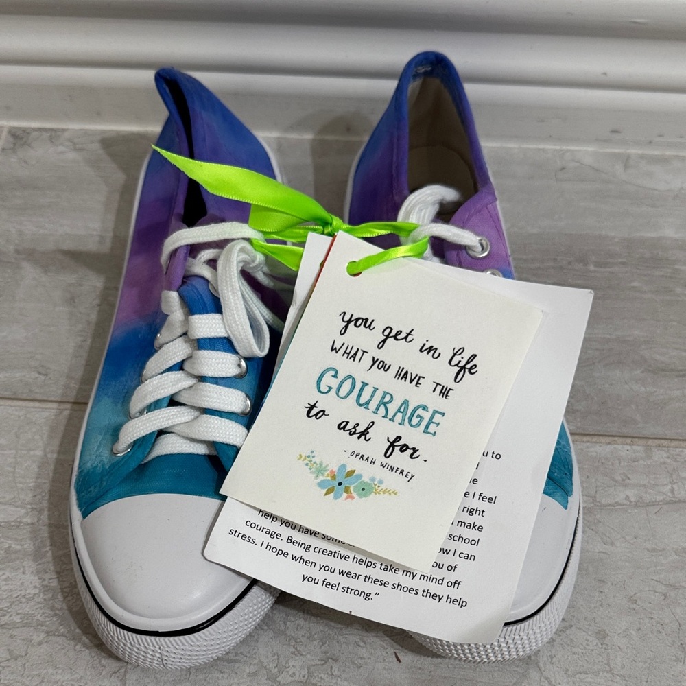 Hand-Painted Tie-Dye Sneakers, Never Worn, Size 9